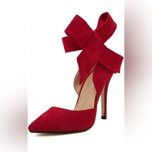 Elegant Red Suede Women's Heels